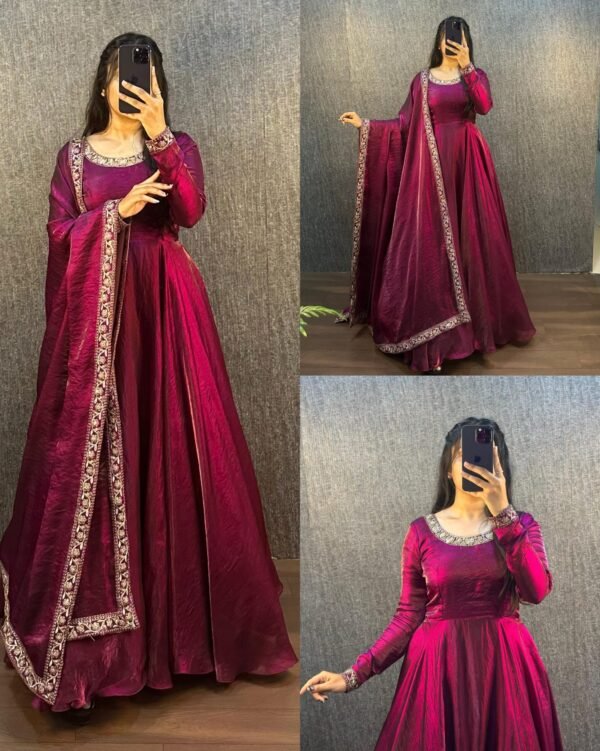 Fendy Silk Gown With dupatta