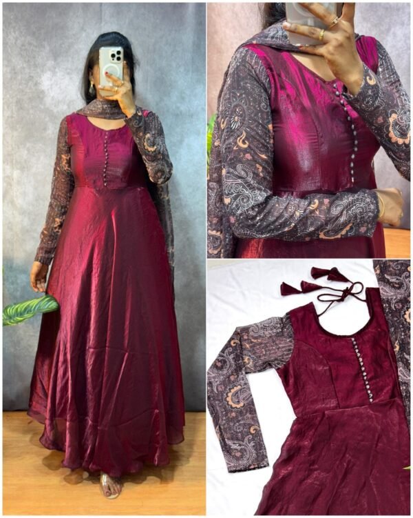 Space Silk Gown With Dupatta
