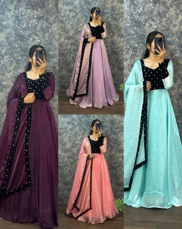 Gown with Dupatta (Myna Collections )