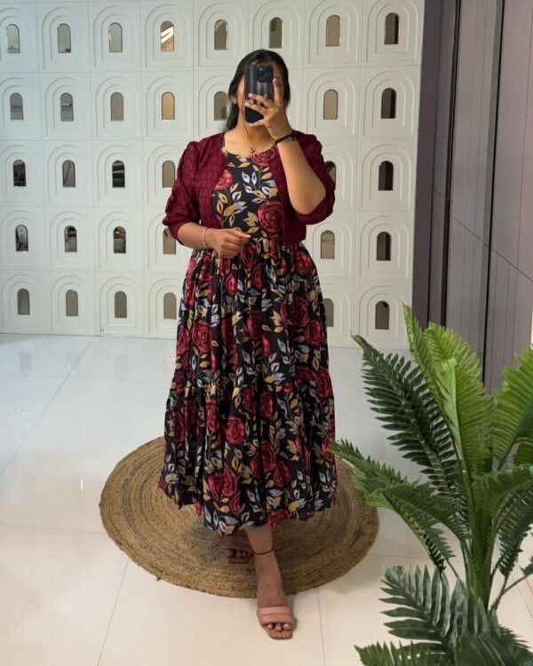 Gown With Coat ( Rosy )