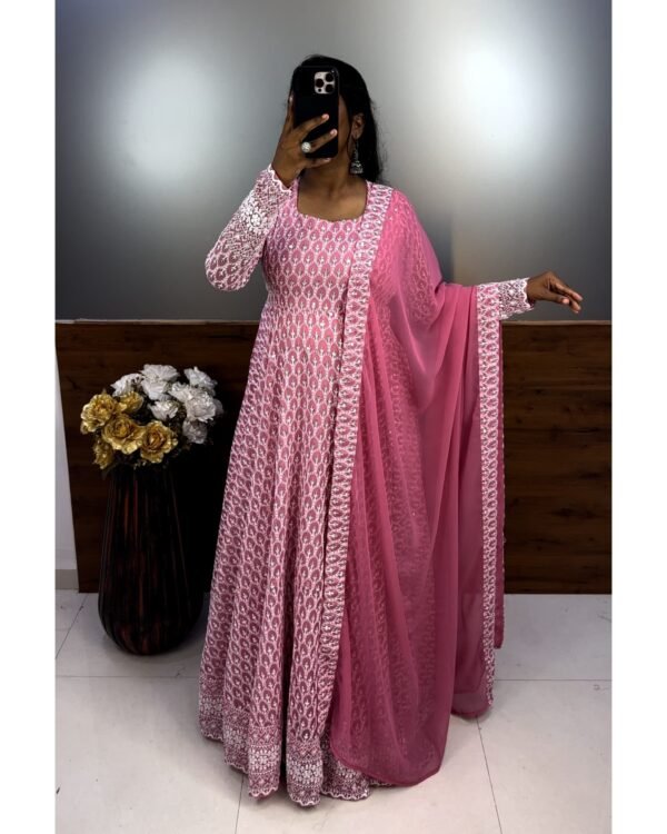 Chickankari Gowns ( Nandhini ) Pink