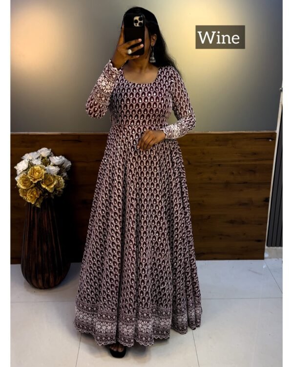 Chickankari Gowns ( Nandhini ) Wine