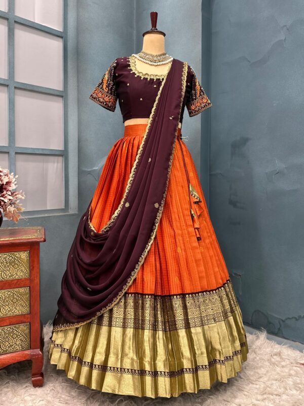 Rust Orange Half Sarees