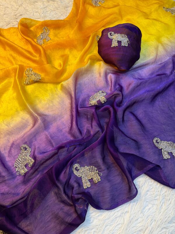 Elephant Motif Space Silk Saree
