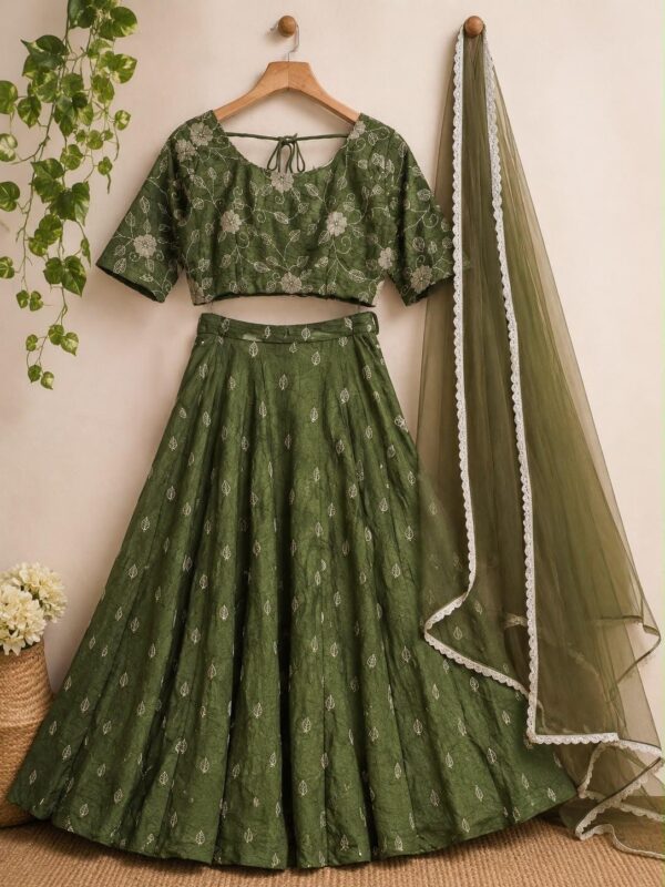 Mehendi Green Ready to Wear Lehenga